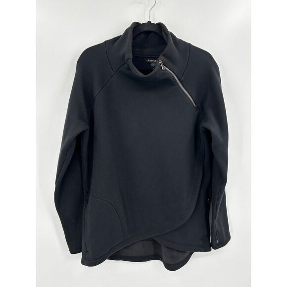ATHLETA Women's Black Cozy Karma Asymmetrical Fleece Lined Sweatshirt Size Large - Picture 3 of 8